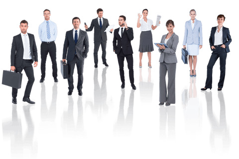 Diverse business professional colleagues on transparent background
