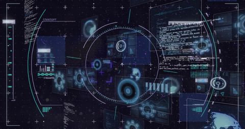 Digital Interface with Holographic Elements and Coding Patterns - Download Free Stock Images Pikwizard.com