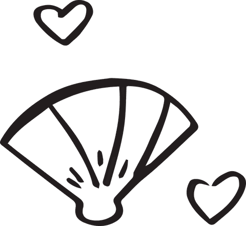 Romantic heart symbols and fan on transparent background