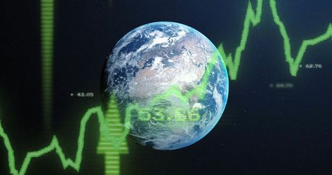 Global Market Trends with Earth Background and Stock Graphs