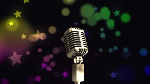 Retro Microphone With Colorful Abstract Bokeh Background