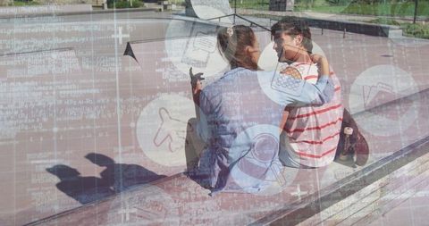Young Couple Sharing Tender Moment in Sunny Outdoors