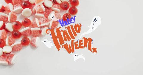 Colorful Halloween Candy with Festive Ghost Icons - Download Free Stock Images Pikwizard.com