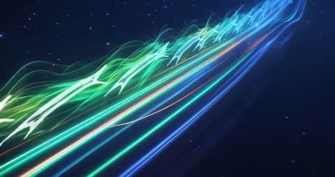 Futuristic Neon Light Ribbons in Starry Cosmos
