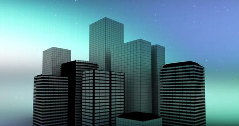 Cityscape with Aurora and Stars During Christmas Season