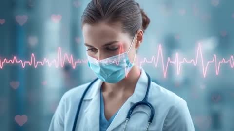 Doctor Monitoring Heartbeat with ECG Frequency Display in Clinic