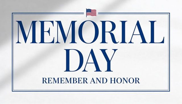 Memorial day remember and honor banner with american flag and navy serif typography