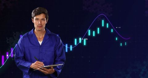 Caucasian Male Worker Analyzing Digital Financial Data