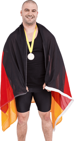 Transparent Portrait of Sportsman with German Flag and Medal