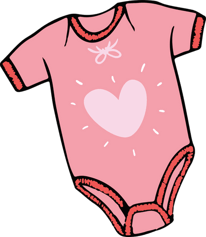 Pink baby onesie with heart design on transparent background