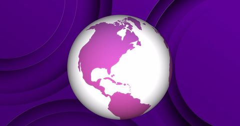Purple Globe on Abstract Background Symbolizing Global Connectivity