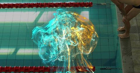 Abstract Energetic Particle Cloud Over Swimming Pool