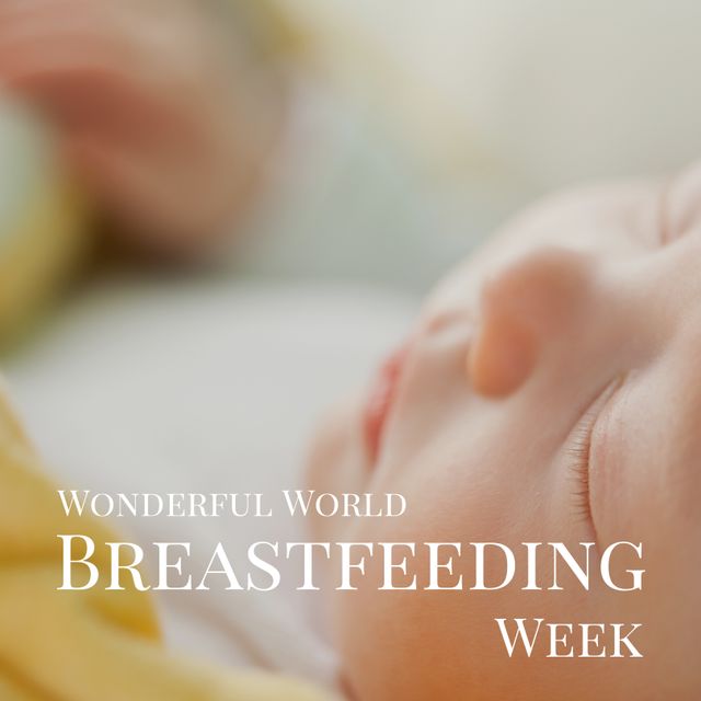 Caucasian Baby Sleeping with Breastfeeding Week Message - Download Free Stock Templates Pikwizard.com