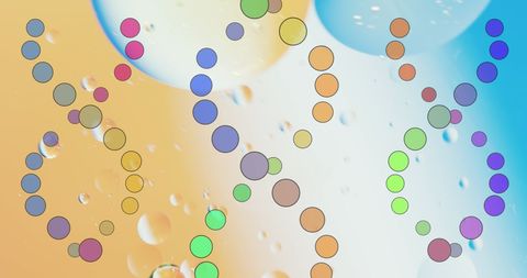 Colorful Digital DNA Strands on Abstract Bubble Background - Download Free Stock Images Pikwizard.com
