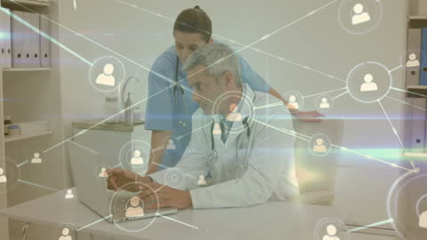 Healthcare Professionals Analyzing Digital Network Data
