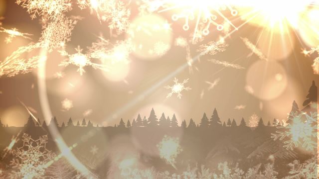 Emanating serene woodland spirit with snowflake patterns and soft lighting, ideal for festive celebrations, holiday graphics, animated greetings, and winter-themed backgrounds enhancing celebratory and wintry projects.