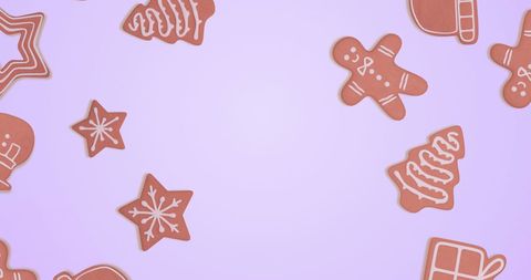 Gingerbread Shapes Festively Falling on Light Blue Background - Download Free Stock Images Pikwizard.com