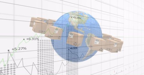 Global Shipping Analytics with Cardboard Boxes and World Globe