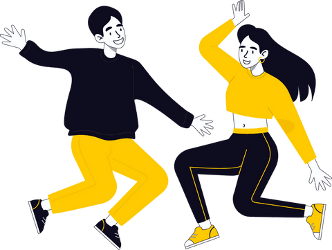 Energetic friends in vibrant sportswear on transparent background