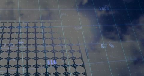 Abstract Hexagonal Tech Grid with Cloud Elements