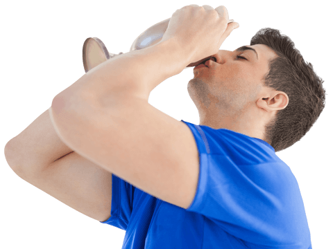 football player celebrating, kissing trophy on transparent background - Download Free Stock Videos Pikwizard.com