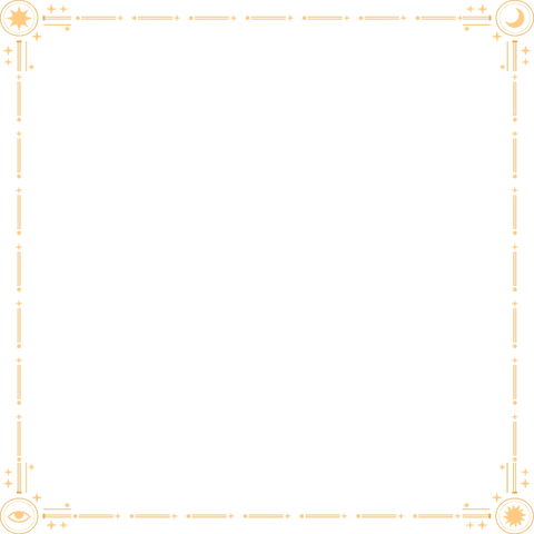 Flat Golden Frame with Celestial Motifs on Transparent Background
