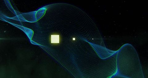 Abstract Digital Wave With Glowing Elements in Futuristic Space