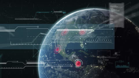 Global Data Network and Technology Interface Illustration