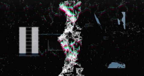 Abstract Futuristic Network with Glitch and Data Visualization