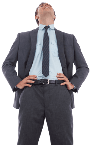 Confident Businessman Hands on Hips Transparent Look