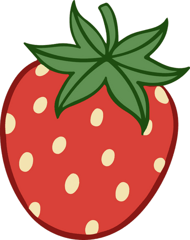 Stylized Red Strawberry With Leaves on Transparent Background