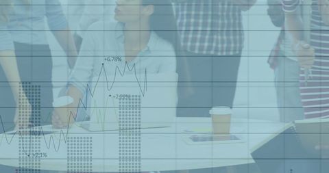 Collaborative Business Team Analyzing Financial Data Visualization