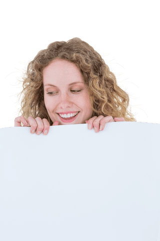 woman smiling behind transparent poster with curly hair - Download Free Stock Videos Pikwizard.com
