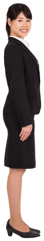 Transparent Businesswoman Standing Confidently in Suit