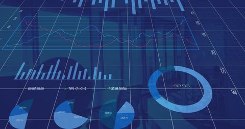 Abstract Financial Data on Digital Interface Over Office Background - Download Free Stock Images Pikwizard.com