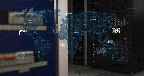 Global Network Connections Over Server Room Visualizing Data and Connectivity - Download Free Stock Images Pikwizard.com