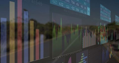 Innovative Analytics Dashboard Overlaid on Rural Landscape