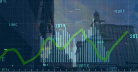 Statistical Data Processing with Cityscape Overlay - Download Free Stock Images Pikwizard.com