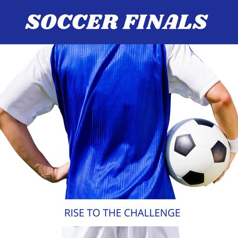 Dynamic Soccer Finals Advertisement with Female Athlete Holding Ball - Download Free Stock Templates Pikwizard.com