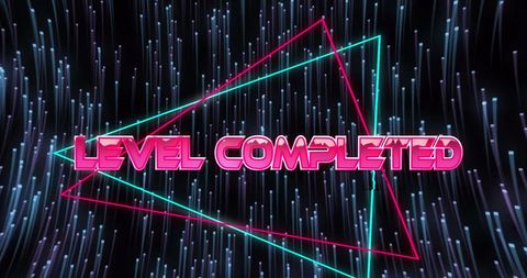 Retro Level Completed Video Game Interface Sign