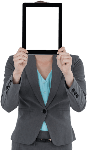 Transparent Businesswoman Holding Digital Tablet Frame