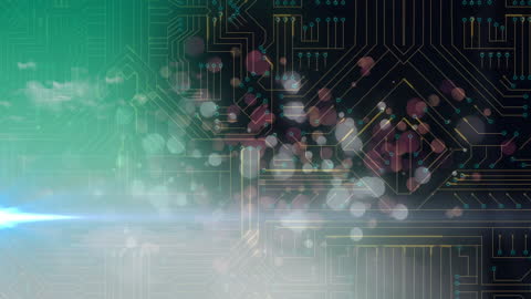 Abstract Digital Circuit Board with Light Flare Effects