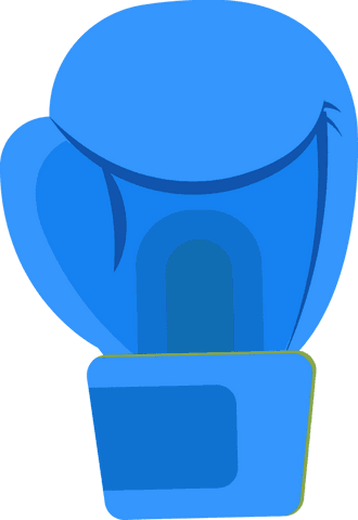 Flat design blue boxing glove on transparent background
