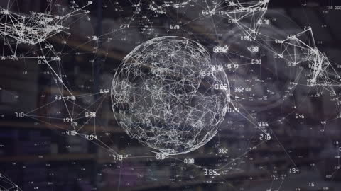 Digital Globe with Network over Warehouse Background