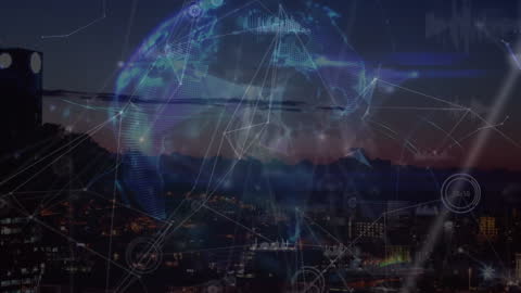 Global Network and Data Processing Connectivity Concept