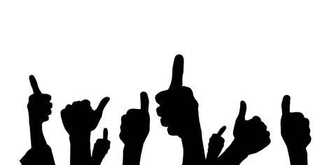 Thumbs up icon on transparent background for appreciation design