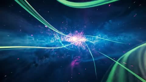 Neon Green Trails Converging in Cosmic Explosion