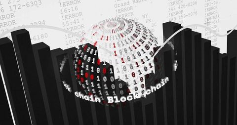 Futuristic 3D Binary Sphere with Blockchain Elements