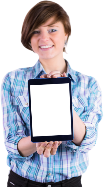 Woman Holding Tablet with Blank Transparent Screen - Download Free Stock Videos Pikwizard.com