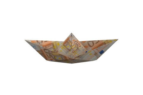 Transparent Money Origami Euro Boat Symbolizes Financial Adventure